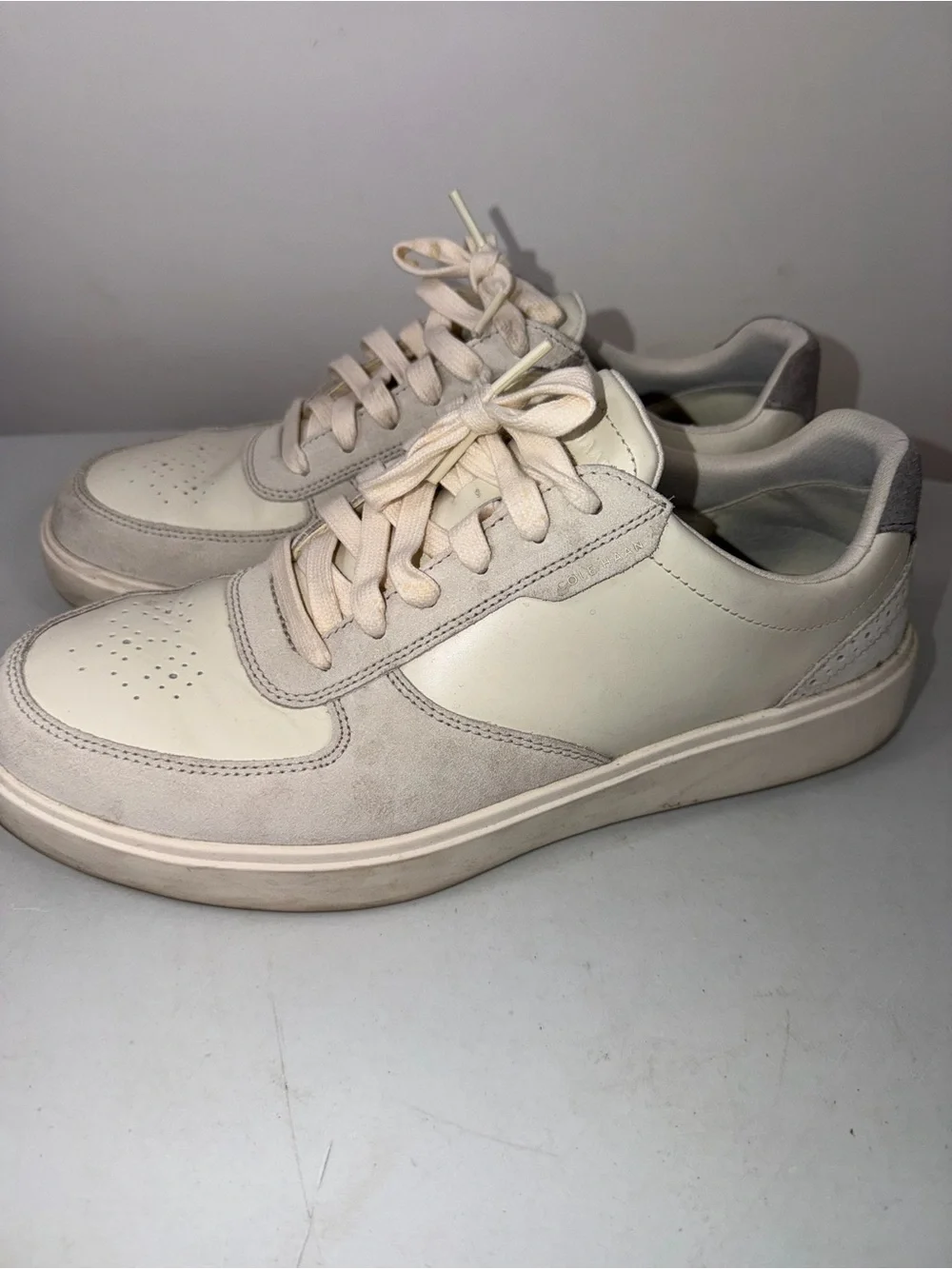 Cole Haan Men's Cream/Off-White Leather & Suede Sneakers